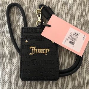 JUICY COUTURE Black Heart And Soul LANYARD NWT CC With Handle